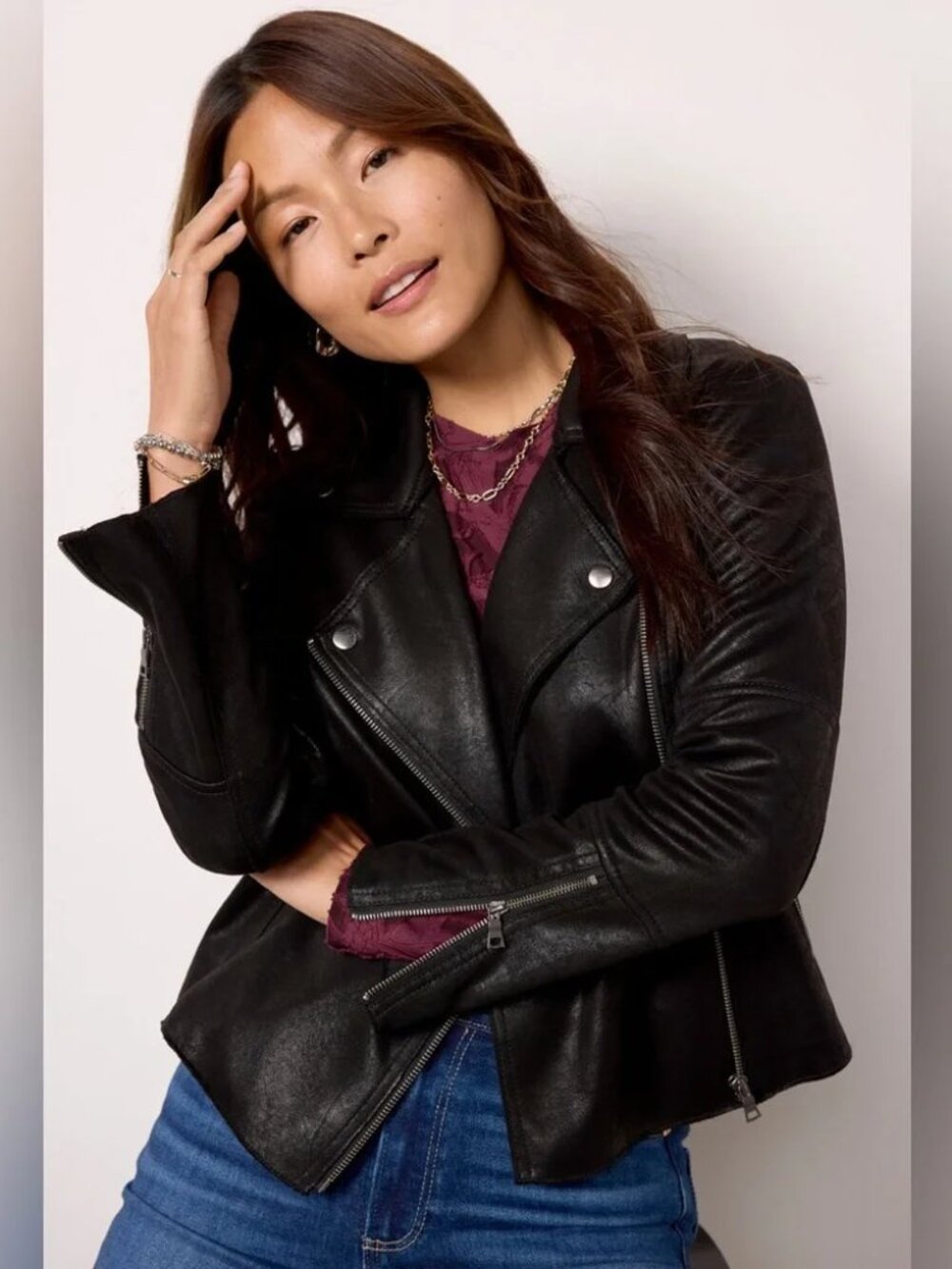 Evereve Marren Vegan Leather Moto Jacket XS